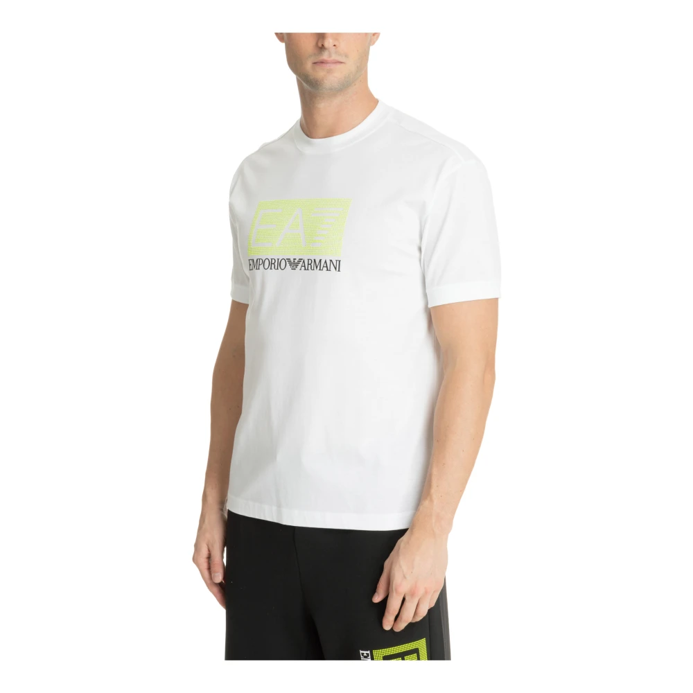 Emporio Armani EA7 Gestreept Logo T-shirt White Heren