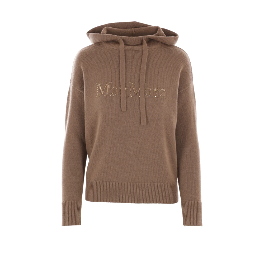 Max Mara Bruine hoodie met strass logo Brown Dames