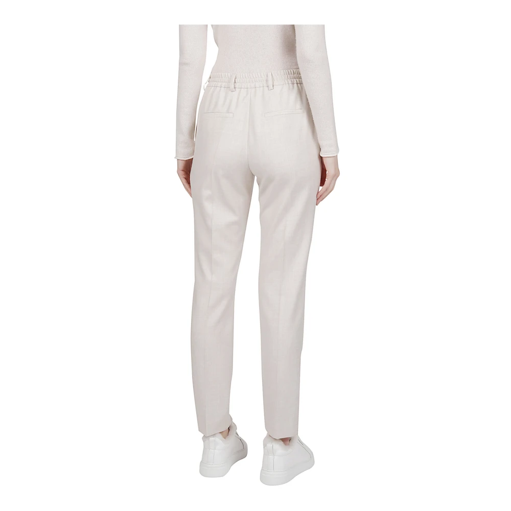Eleventy Lurex Wollen Blend Trekkoord Broek Beige Dames