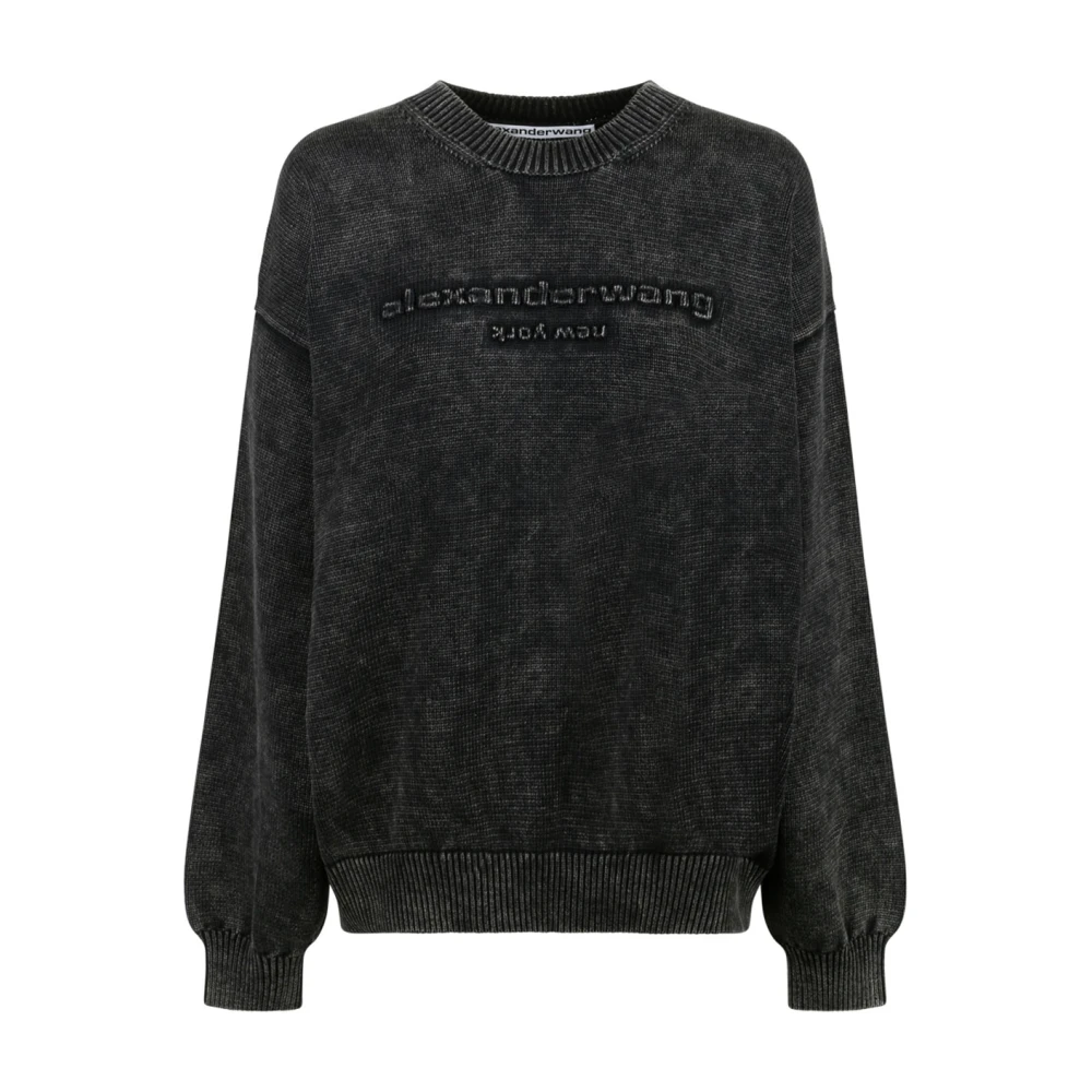 Alexander wang Zwarte Logo In Reliëf Trui Sweaters Brown Dames