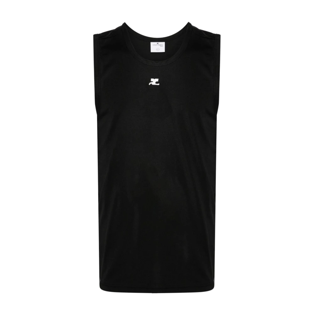 Sort Ribbestrikket Tank Top