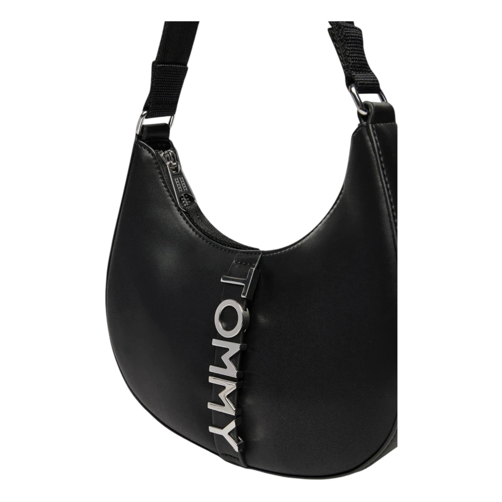 Tommy Hilfiger Zwarte Bedrukte Acryl Rits Tas Black Dames