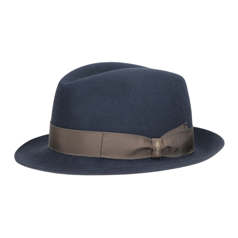 Borsalino Geborsteld Vilt Trilby Hoed Blue Heren