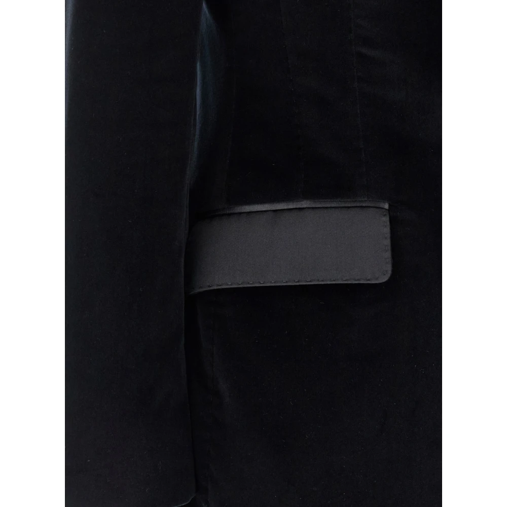 Dolce & Gabbana Zwart Peak Revers Jas Regular Fit Black Dames
