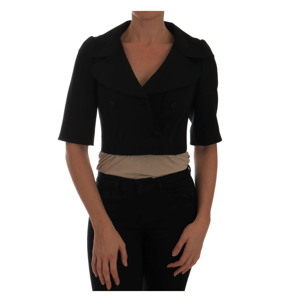 Dolce & Gabbana Women's Black Chic Cropped Double Breasted Blazer - Blazers - 2XS - Jackets
