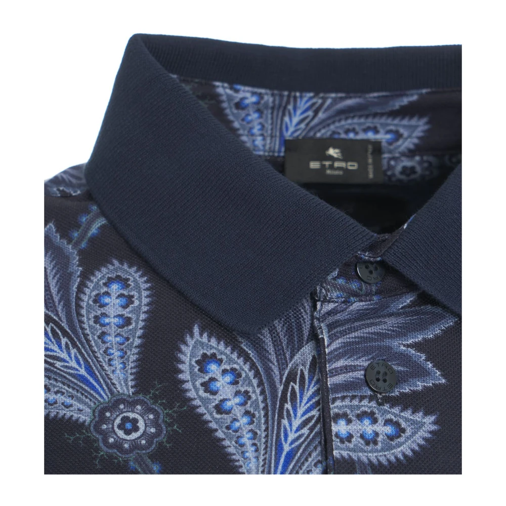 ETRO Bloemenprint Polo Shirt Blue Heren