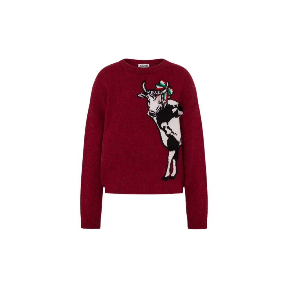 Moschino Women's Red Shetland Wool Pullover Archive
