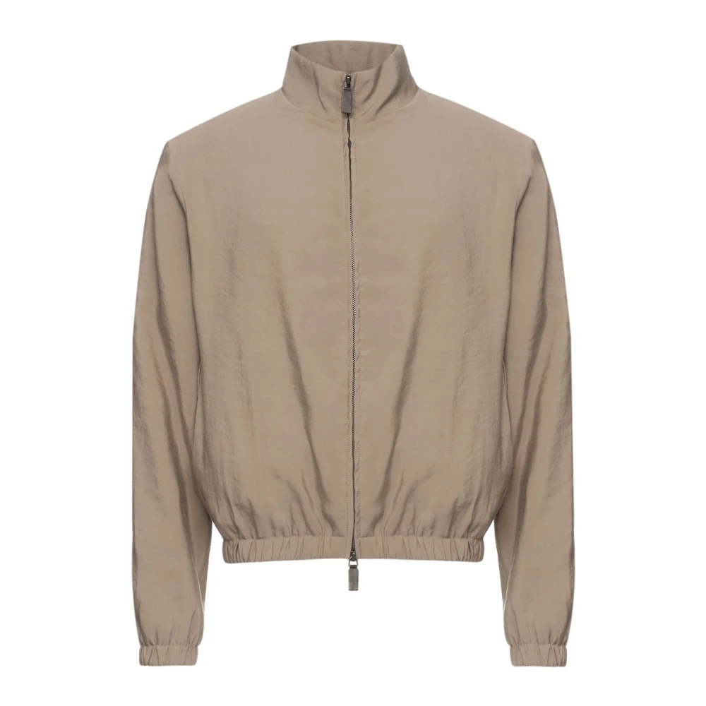 Emporio Armani Light Jackets, Male, M, Zipped Jacket Gray