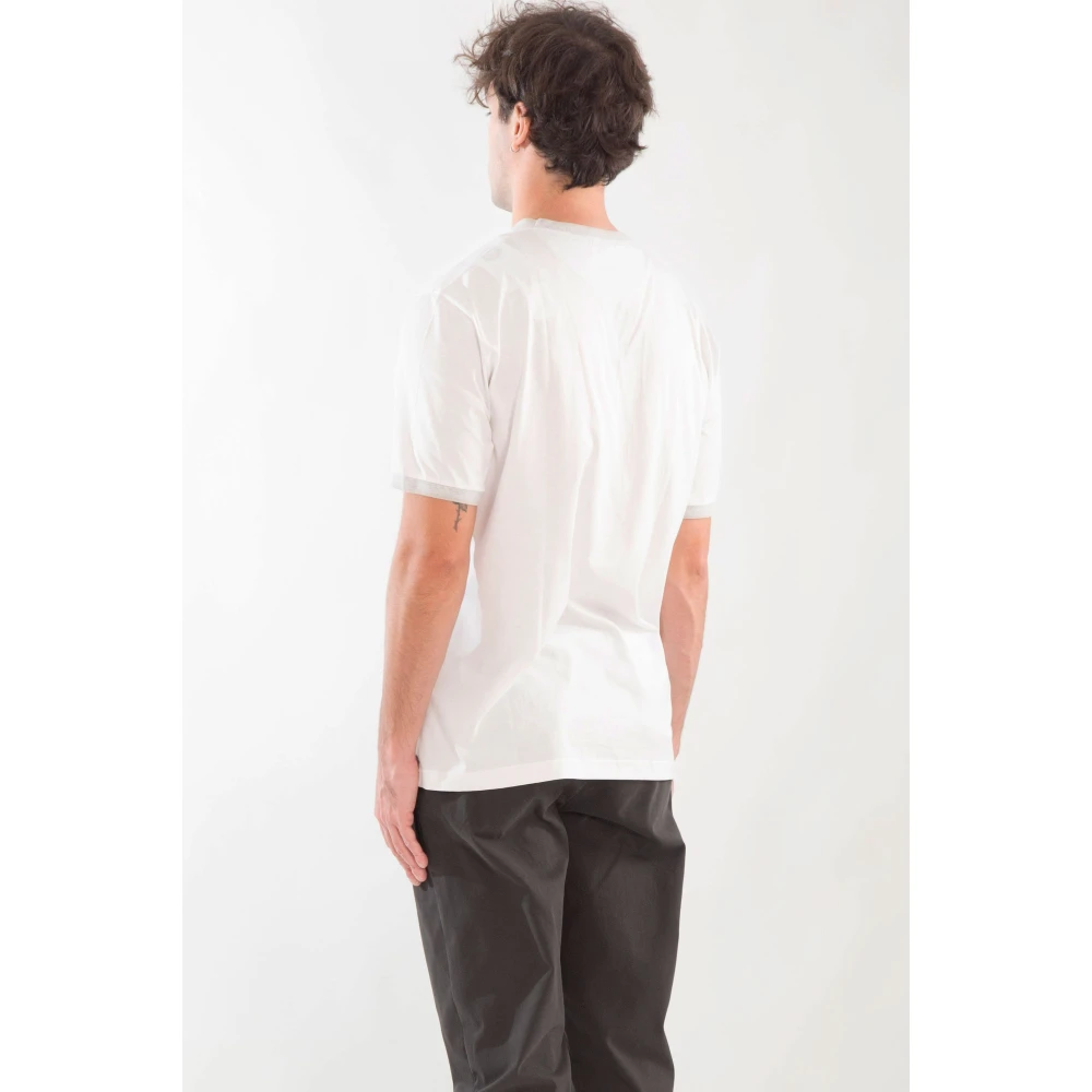 Eleventy Contrast Rib Tee in Giza Katoen Beige Heren