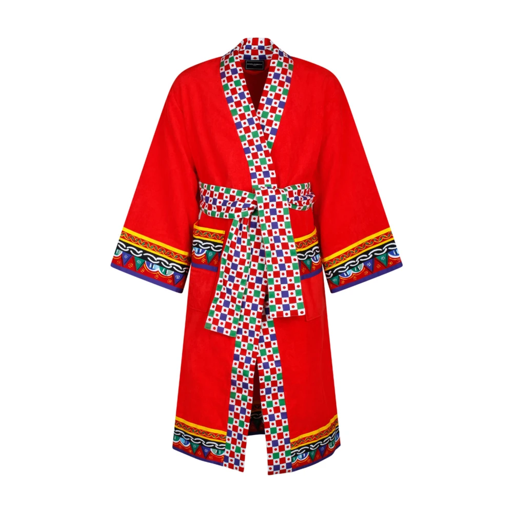 Dolce & Gabbana Women's Red Cotton Terry Bathrobe - Robes - M - Nightwear & Lounge