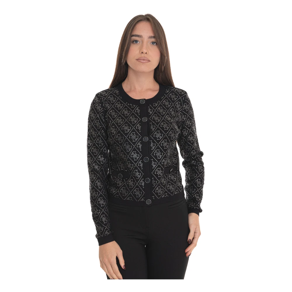 Guess Korte Vest met Knoopsluiting Black Dames