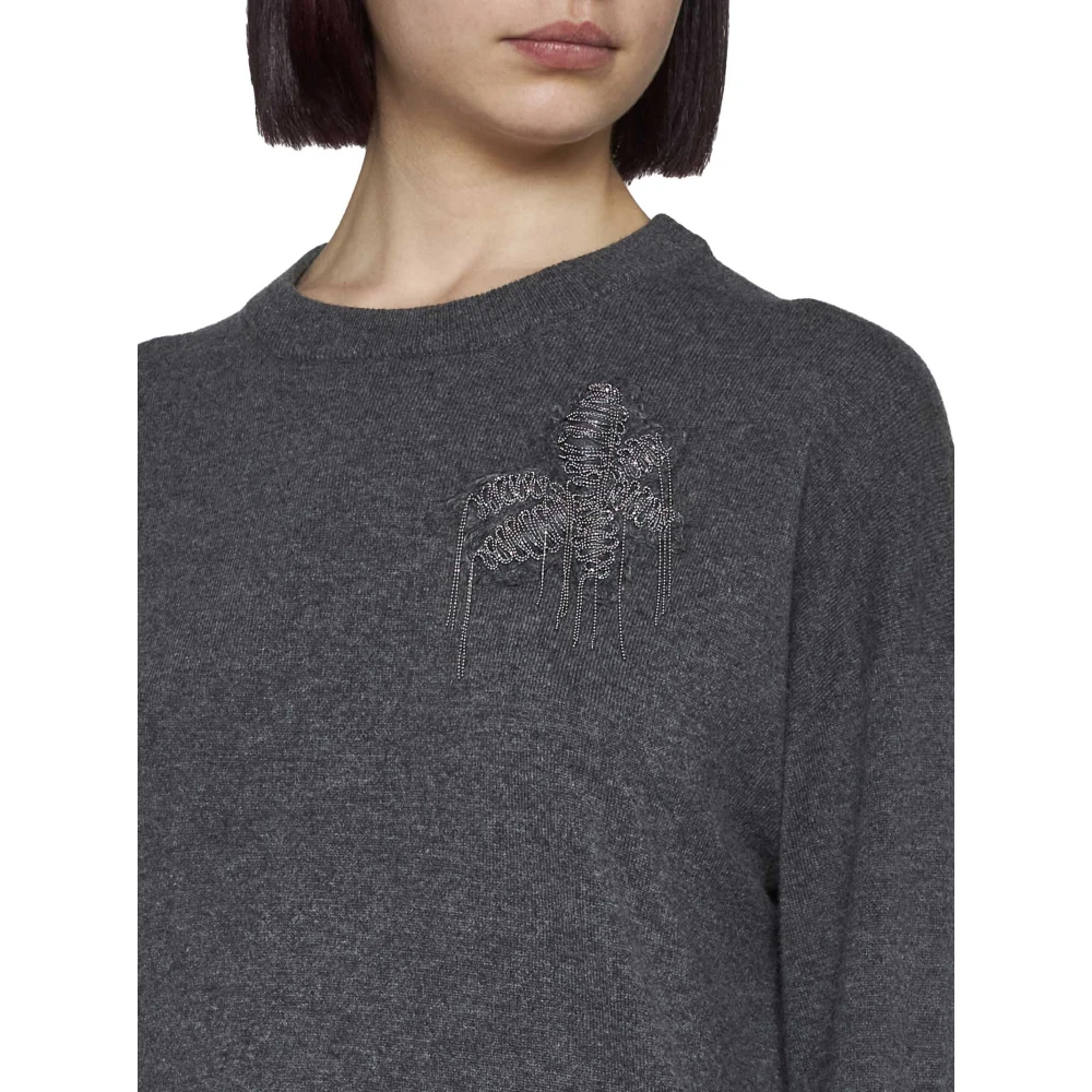 BRUNELLO CUCINELLI Elegante Grijze Sweaters Gray Dames