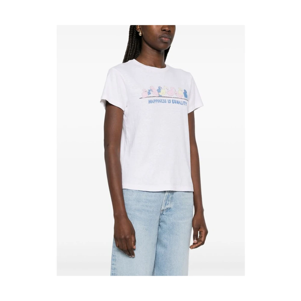 Re Done Cartoon Print Crew Neck T-shirt White Dames