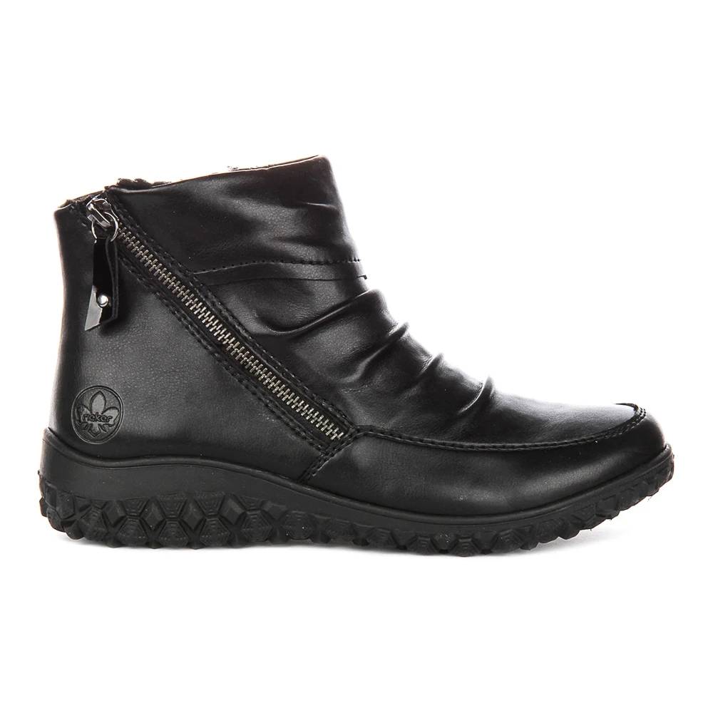 Rieker Women's Black Zip-Up Ankle Boots