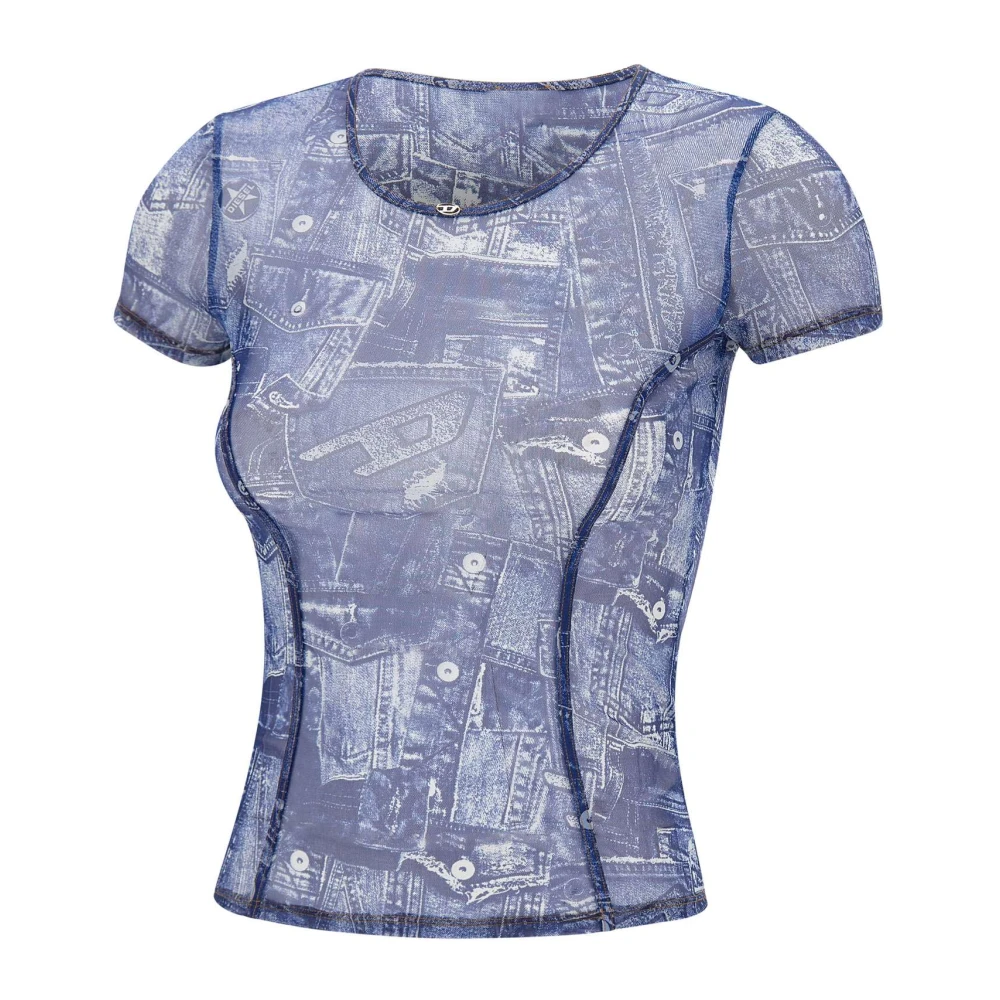 Diesel Kvinno Blå Toppar Dam, M, Denim, Kasia-Dnm