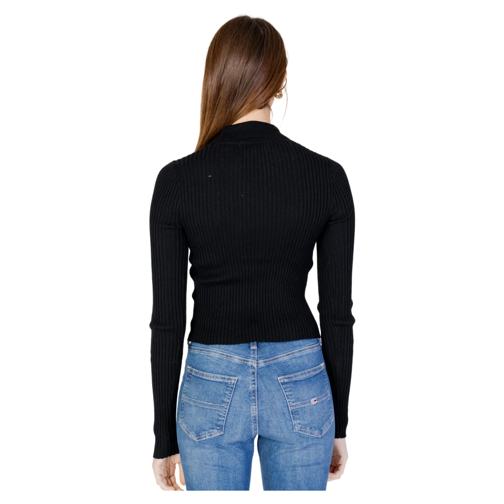Tommy Jeans Half Zip Sweater van Gerecycled Polyester Black Dames