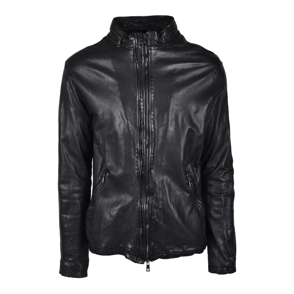 Giorgio Brato Leren jas Black Heren