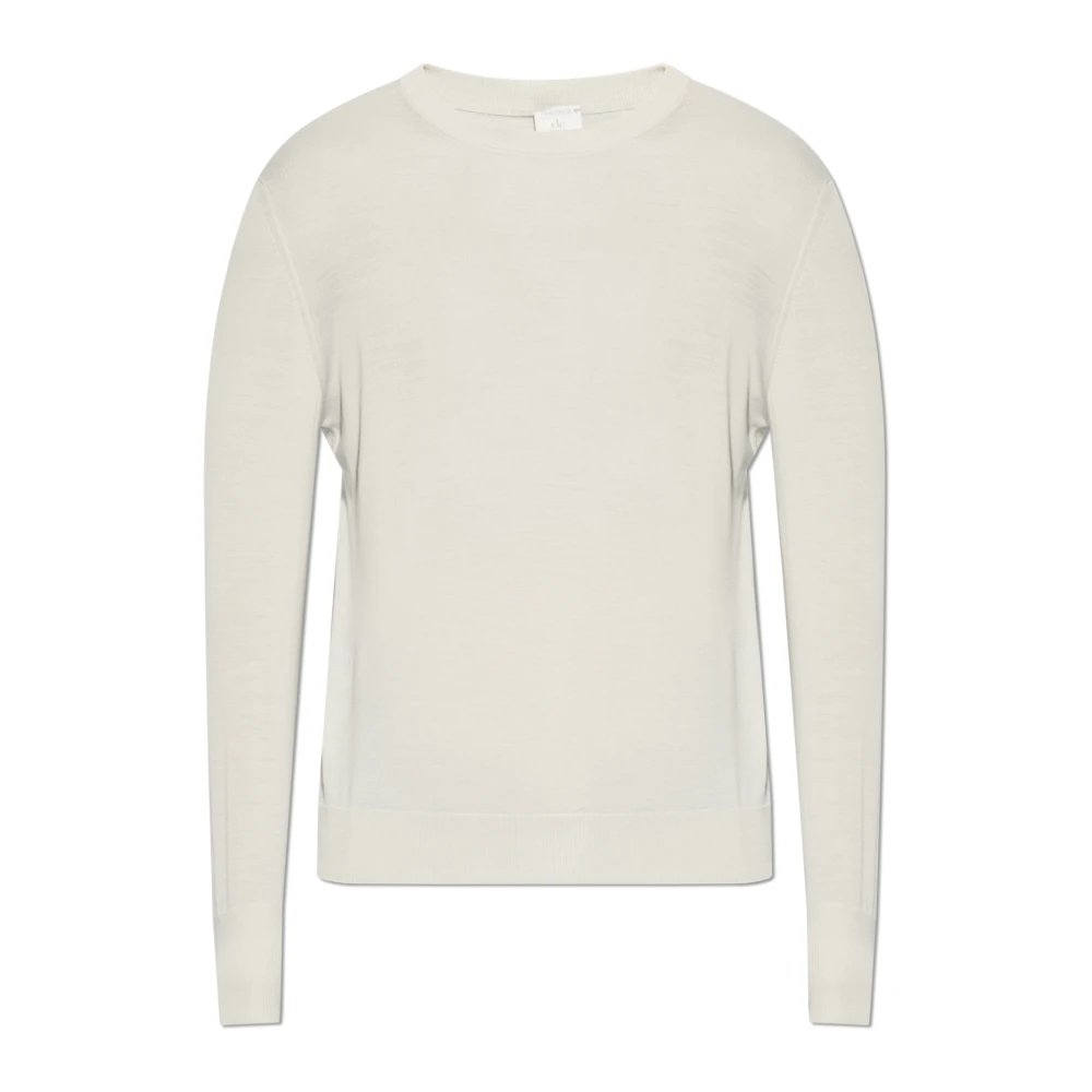 Eleventy Herr Beige Stickade Tröjor 3XL, Ulltröja Med Rund Halsringning