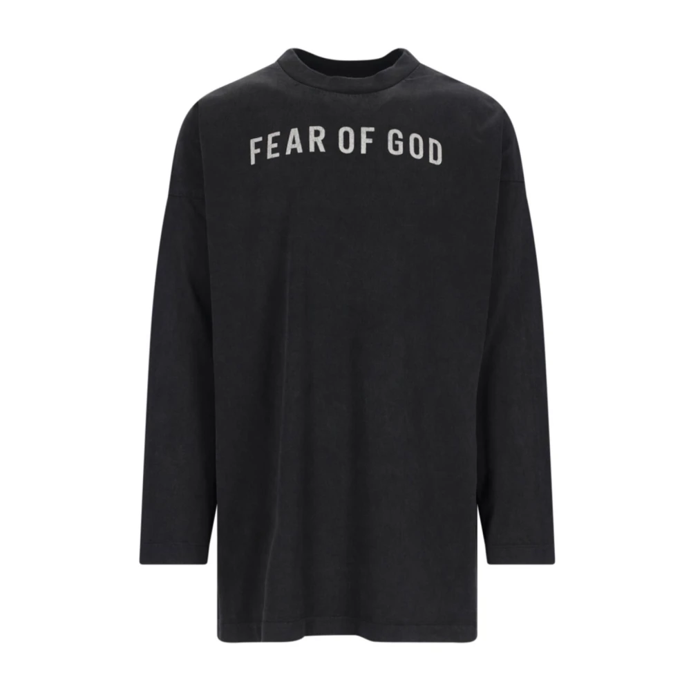 Fear Of God Zwart Logo Print Crew Neck T-shirt Black Heren