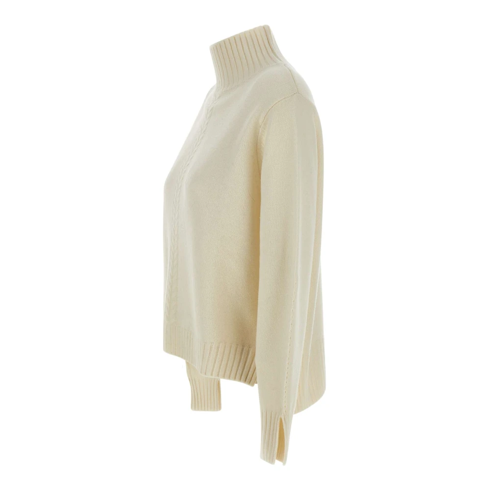 Kaos Roomwitte wollen trui met opstaande kraag Beige Dames