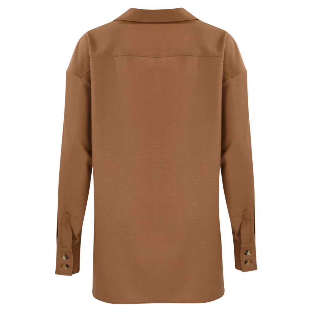 Philosophy di Lorenzo Serafini Bruine Lange Mouw Wolmix Shirt Brown Dames