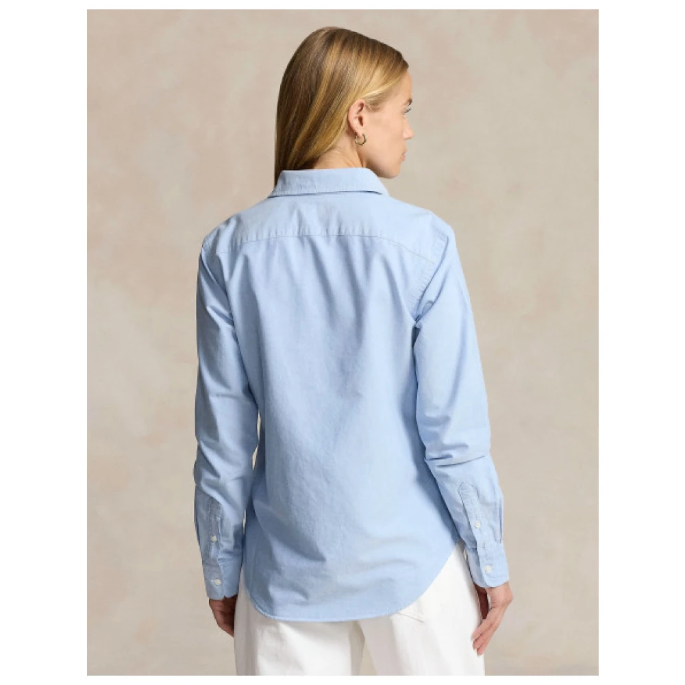 Polo Ralph Lauren Oxford Katoenen Overhemd Klassiek Logo Geborduurd Blue Dames