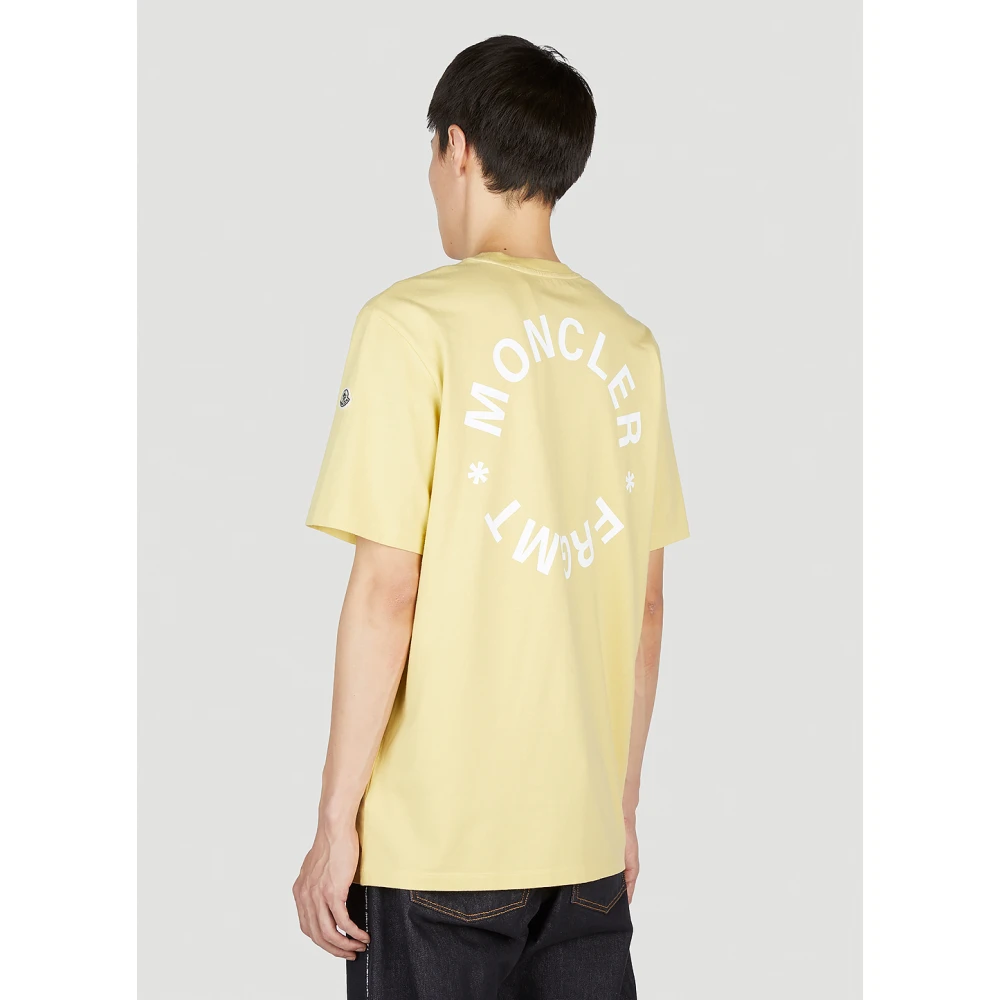 Moncler Katoenen Logo T-Shirt Yellow Heren