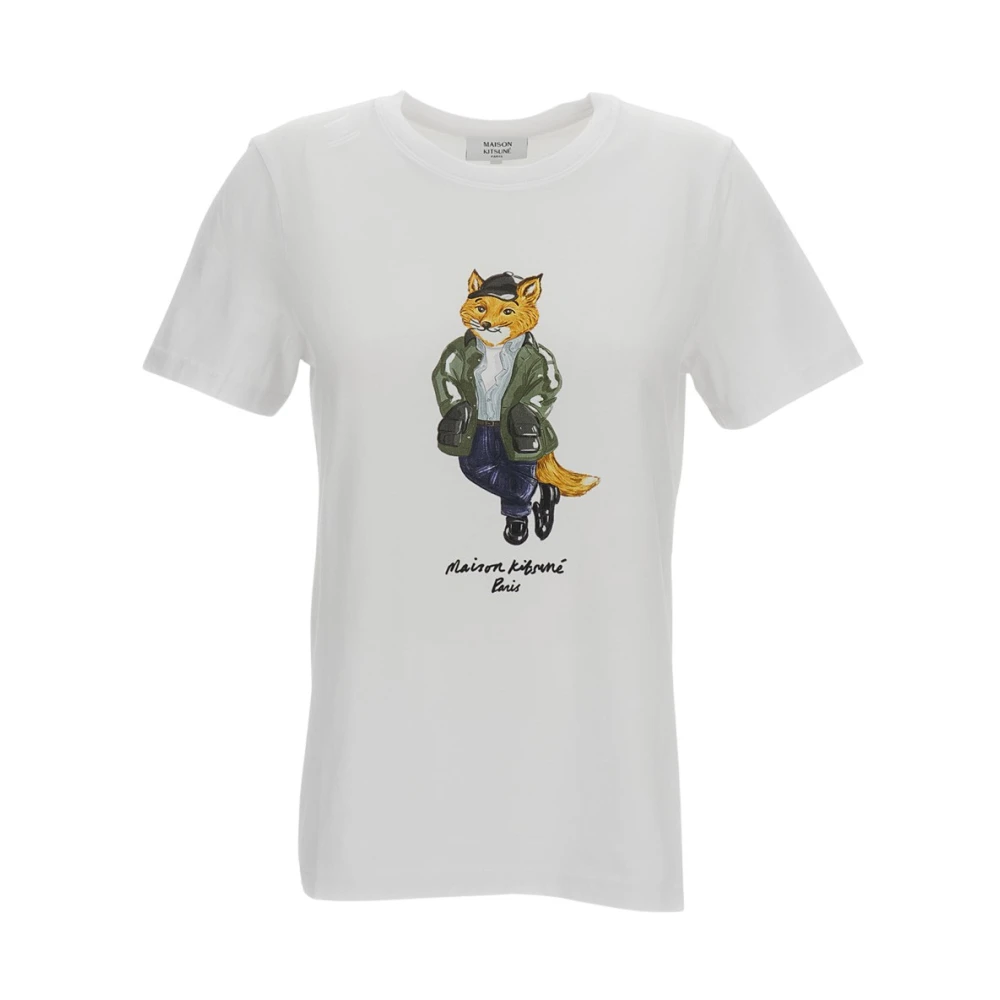 Maison Kitsuné Donna Bianco T-Shirt "Weekend Fox" - Immagine 3