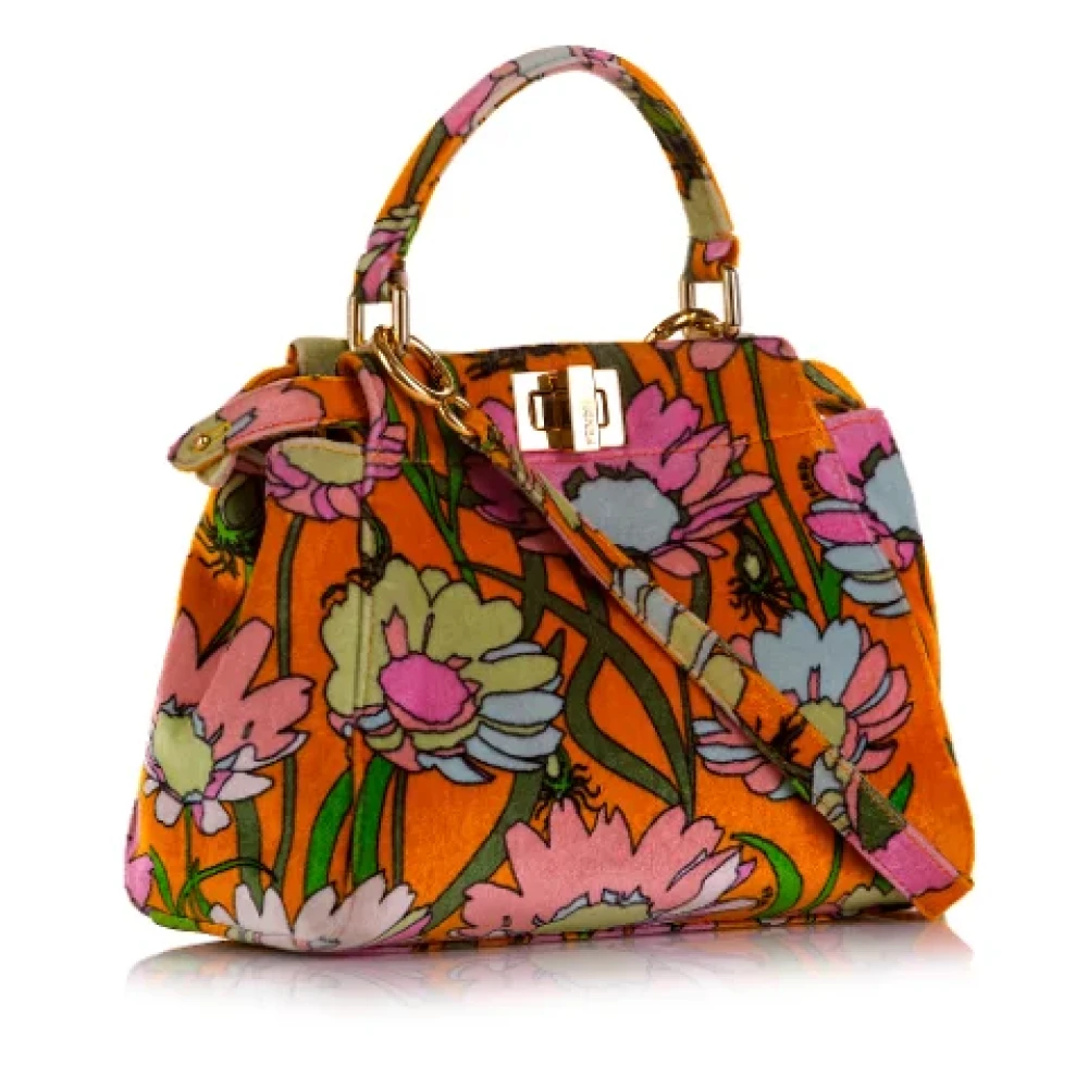 Fendi Vintage Pre-owned Velvet handbags Orange Dames