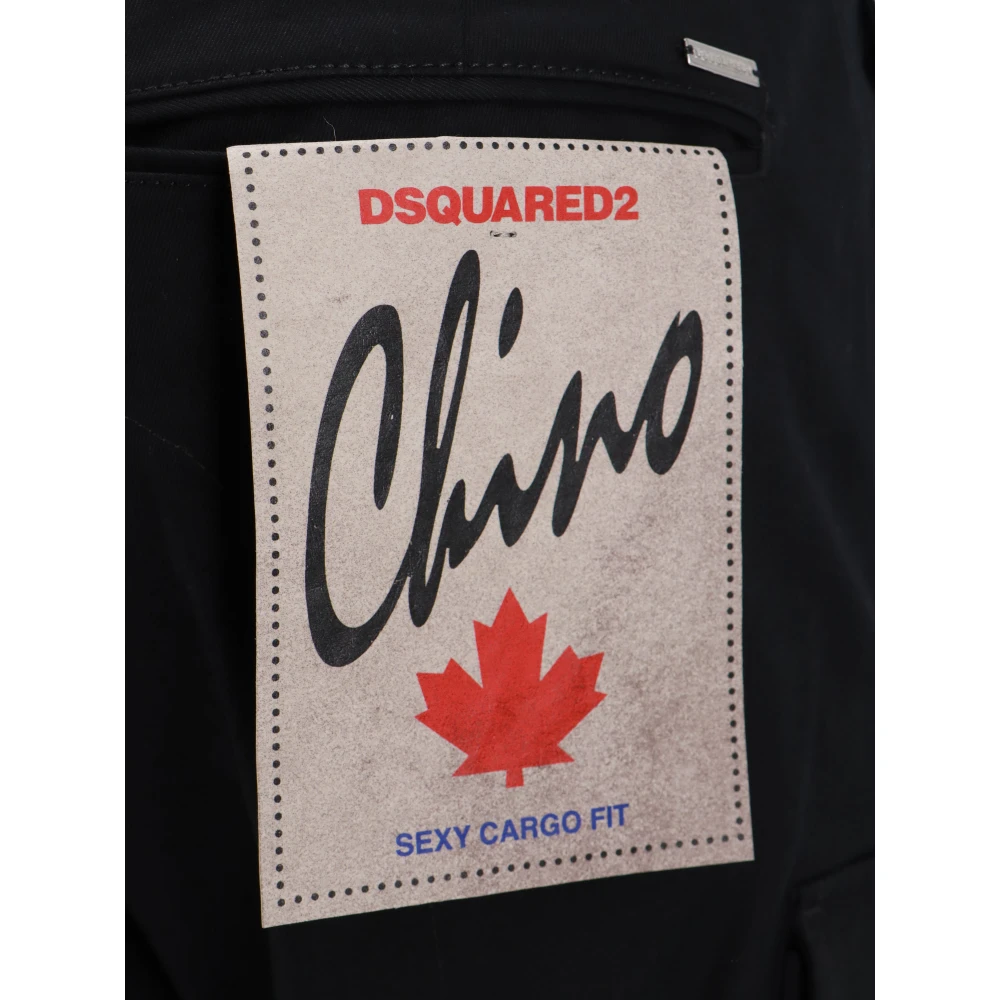 Dsquared2 Cargo Broek met Logo Patch Black Heren