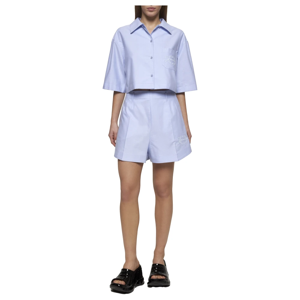 Givenchy Katoenen Cropped Shirt Blue Dames