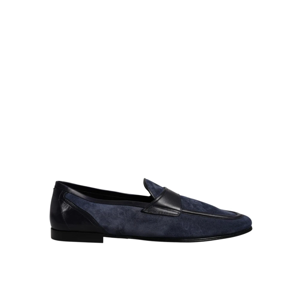 Dolce & Gabbana Men's Blue Suede Moccasin Loafers Slipon - Loafers - 9 Uk - Shoes