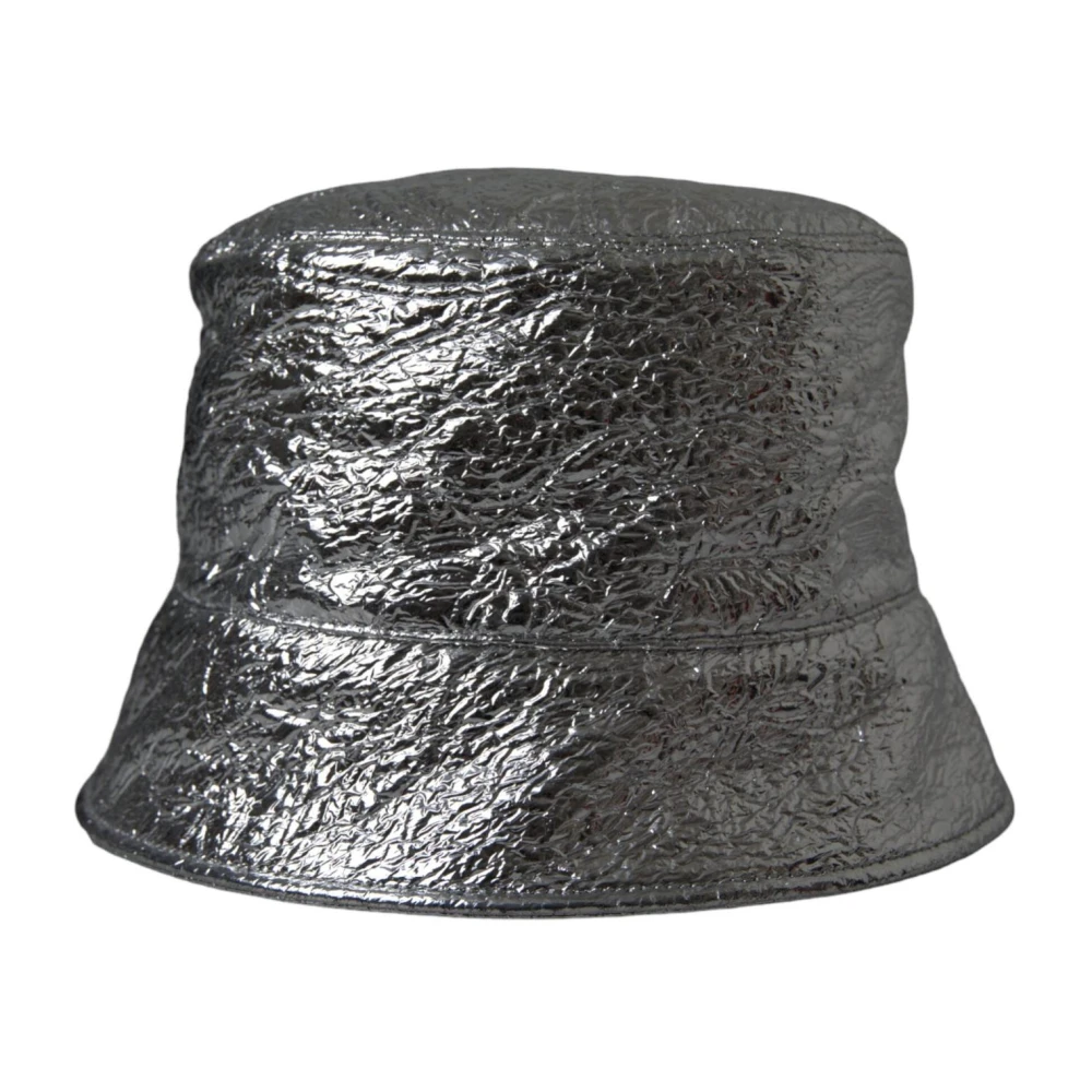Dolce & Gabbana Metallic Silver Polyester Bucket Cap Gray Heren