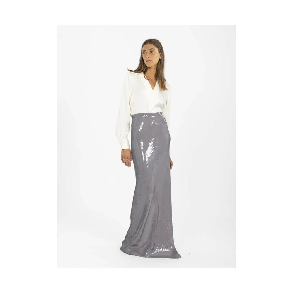 N21 Glanzende Lange Rok met Pailletten Gray Dames