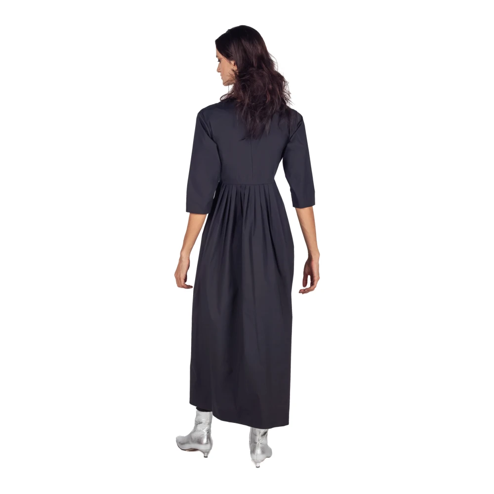 Liviana Conti Zwarte Geplooide Maxi Jurk met Volant Black Dames