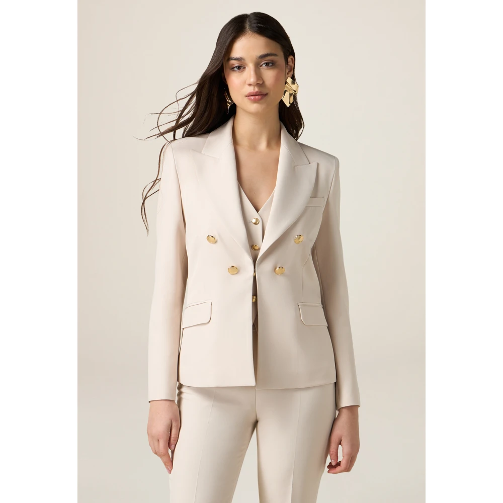 Oltre Dubbelrijige Blazer Beige Dames