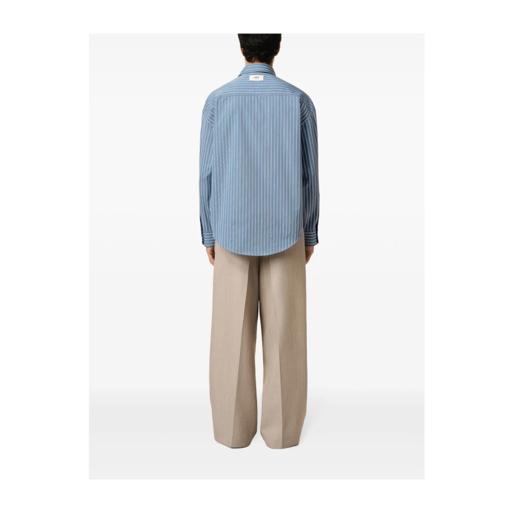 Ami Paris Gestreept overhemd met blauwe details Blue Heren