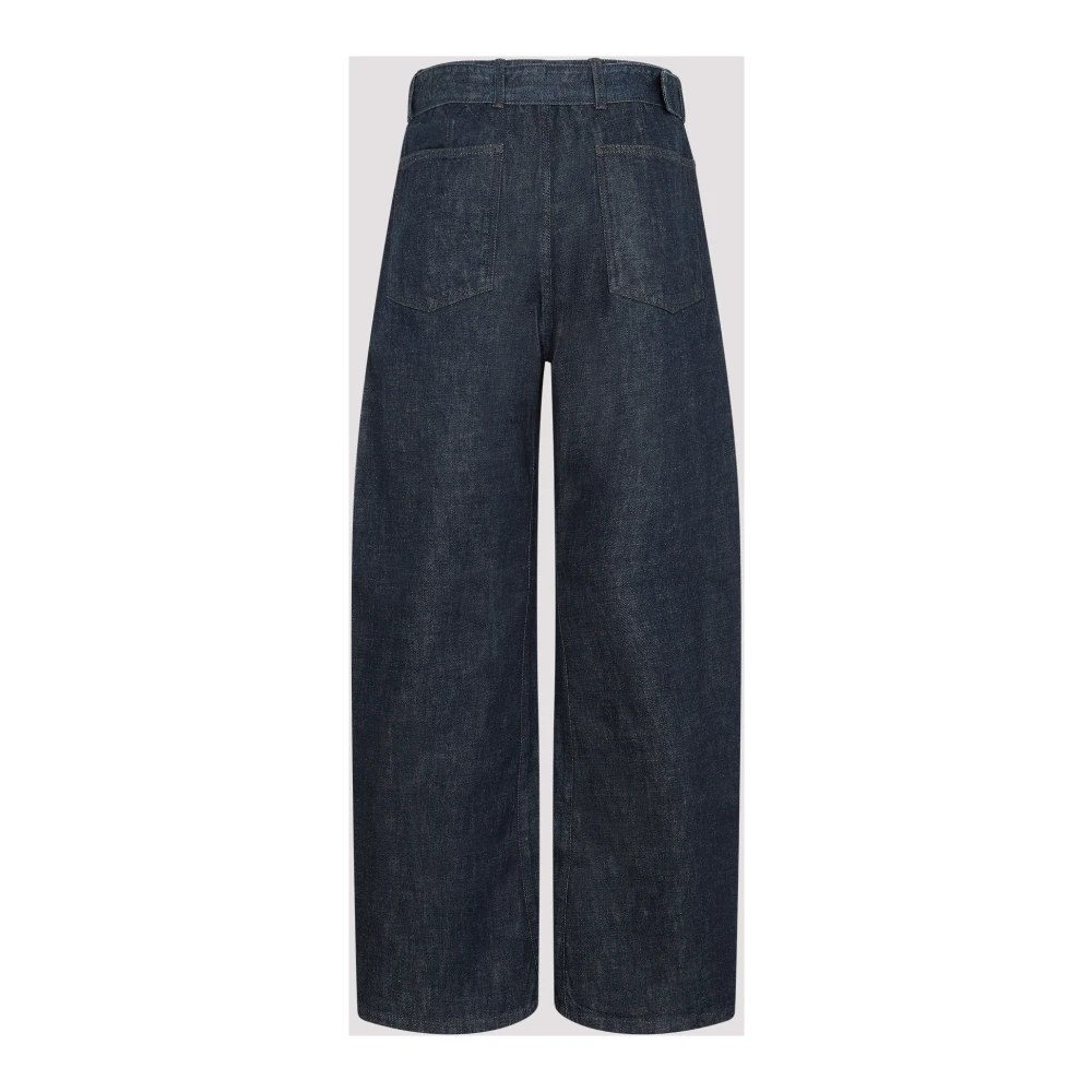 Lemaire Indigo Twisted Riem Brede Pijp Broek Blue Dames