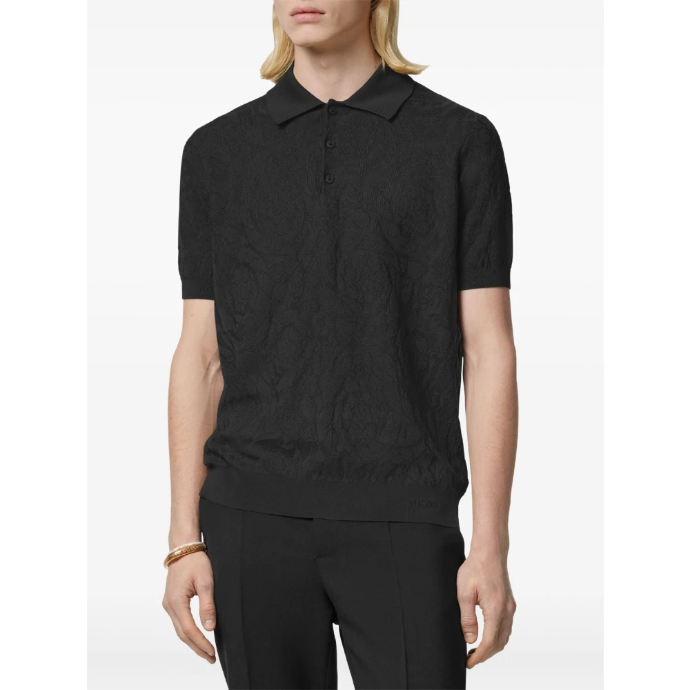 Versace Nero Gebreide Trui Gray Heren