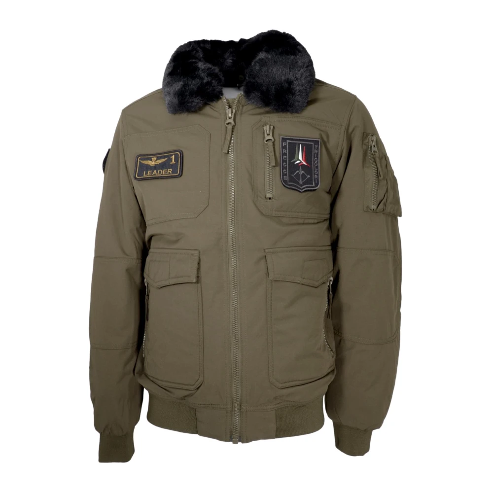 Aeronautica militare Militair Groene Pilotjas met Afneembare Kraag Green Heren