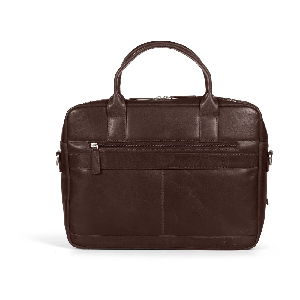 Howard London Donkerbruine Leren Laptoptas Brown Heren