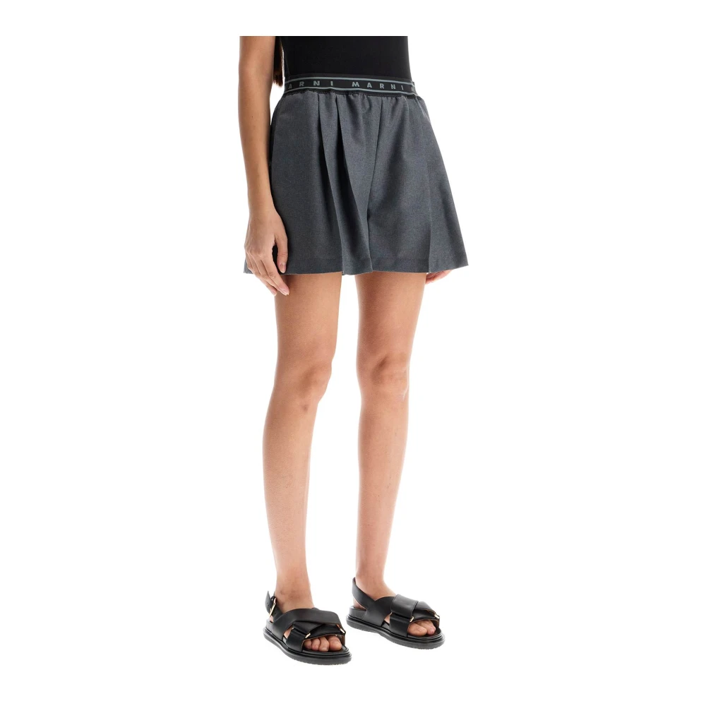 Marni Elastische Taille Geplooide Shorts Gray Dames