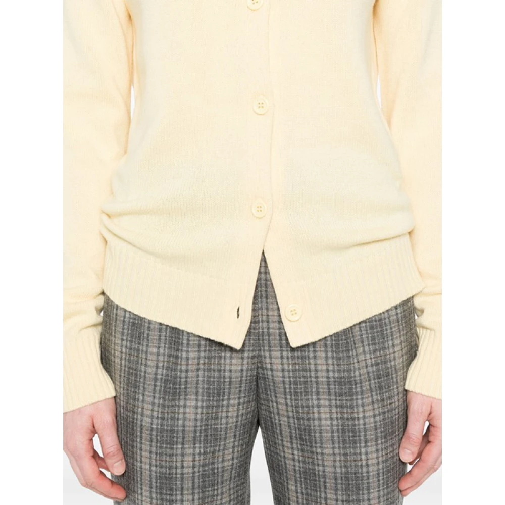 Fabiana Filippi Gele Merinowol Cardigan met Geperforeerde Details Beige Dames