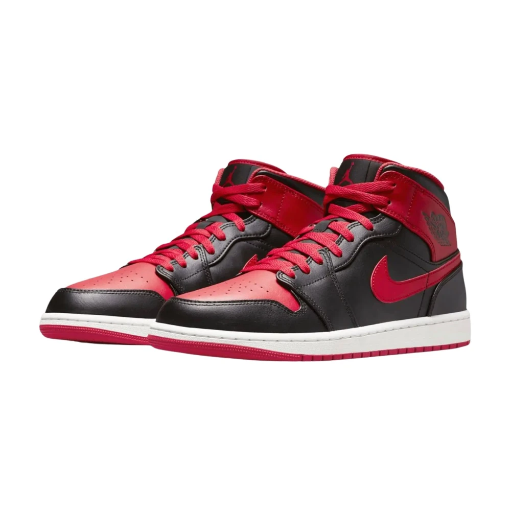 Nike Red Air Jordan 1 Mid - Male - Trainers - 8 1/2 Uk - Sport