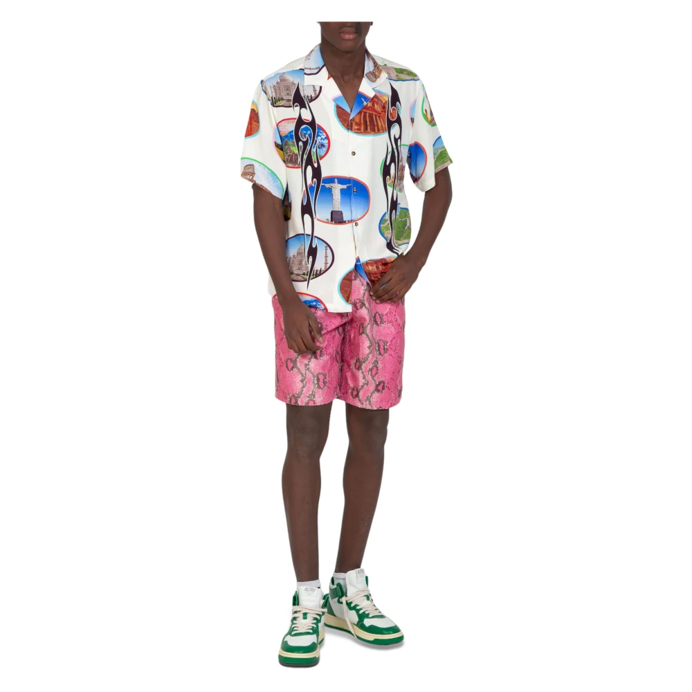 Pleasures Roze Gebroken Rammel Shorts Pink Heren