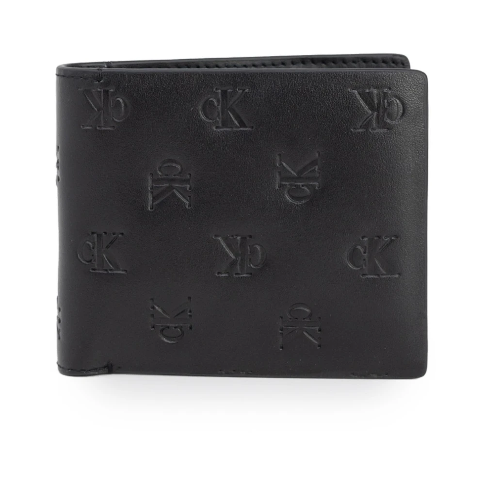 Calvin Klein Zwarte leren portemonnee met print Black Heren