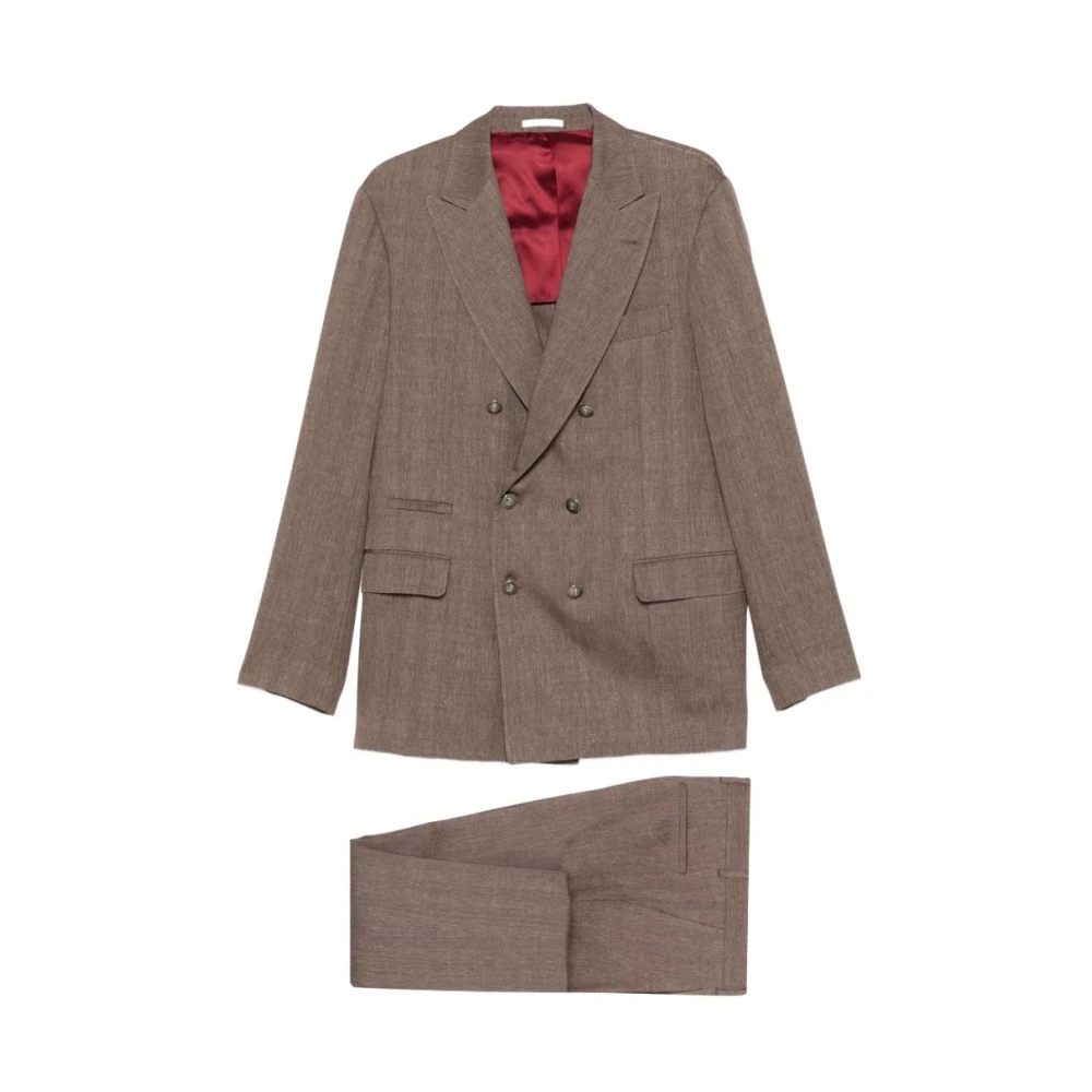 Brunello Cucinelli Double-Breasted Suit - Male - Double Breasted Suits - Brown - Xl - Suits