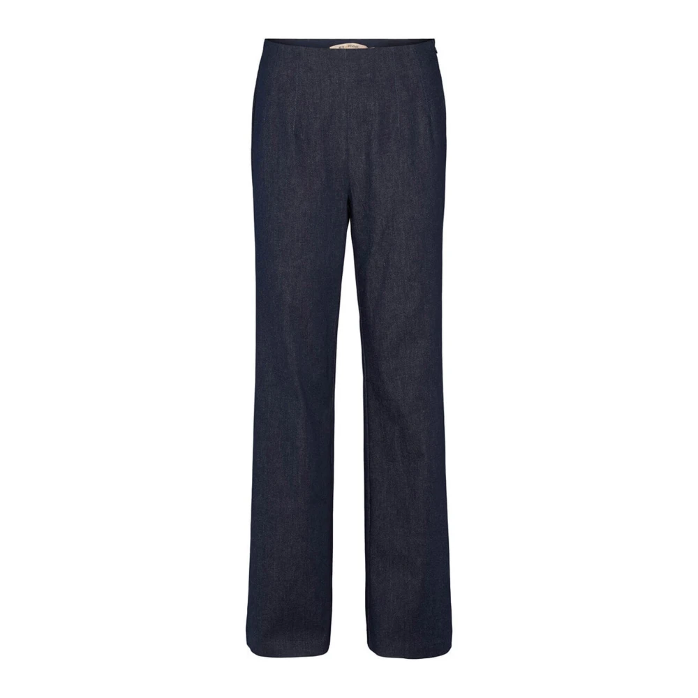 RUE de Femme Blauwe Denim Flare Broek met Hoge Taille Blue Dames