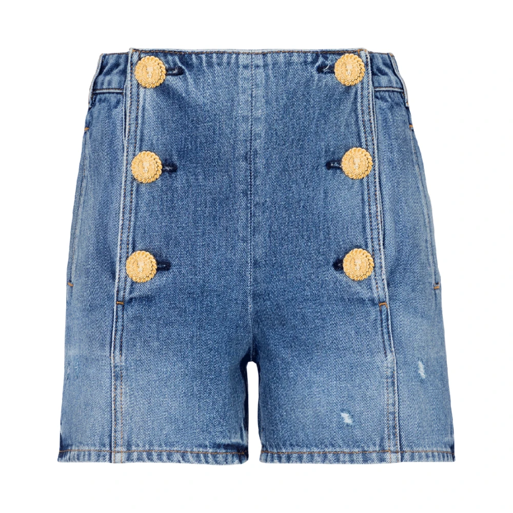 Balmain High-waisted denim shorts Blue Dames