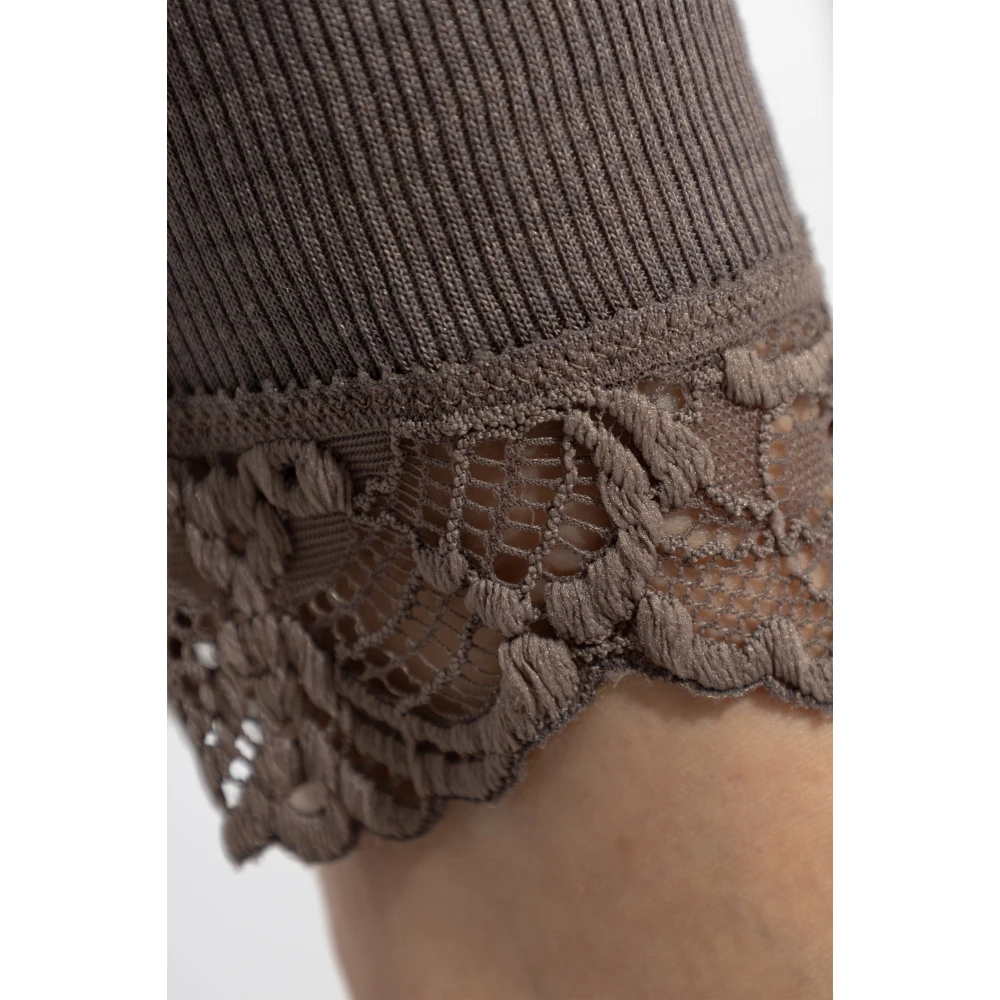 Hanro Geribbelde Broek Brown Dames